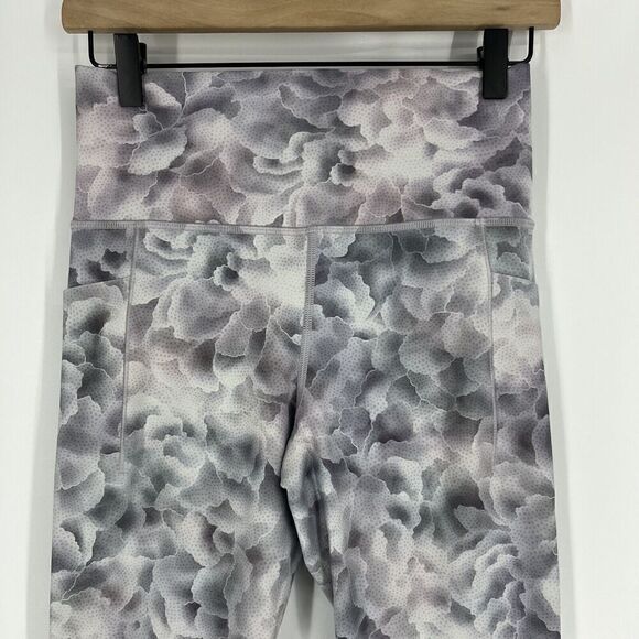Athleta Salutation Stash Tight Size Small Womens Gray Floral Print High Rise - Picture 2 of 8